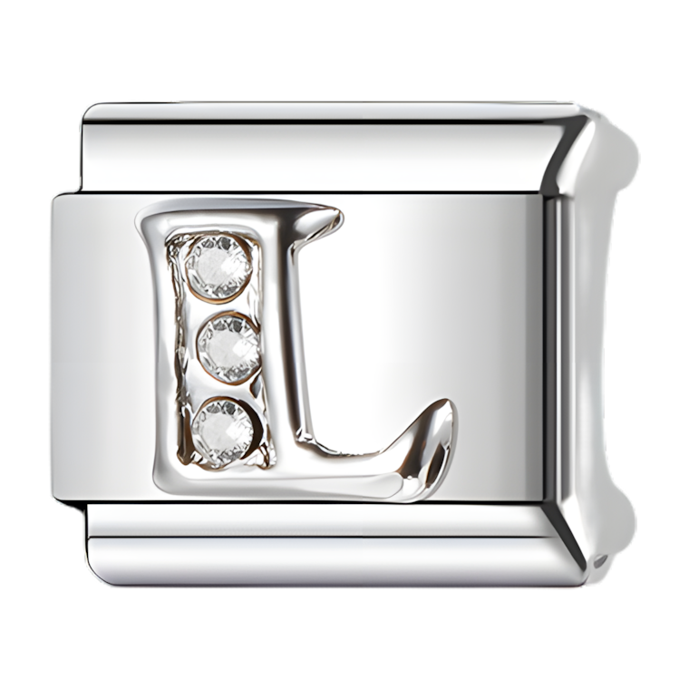 Letter L in Silver and Stones