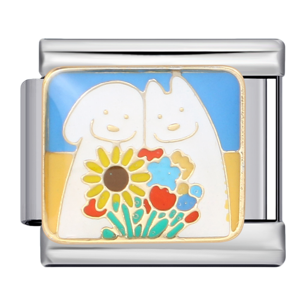 C0909_Dog and Cat with Flowers, Enamel.png