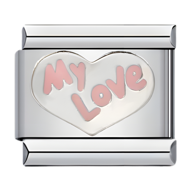 C0927_Heart with "My Love" Text, Pink Enamel .png