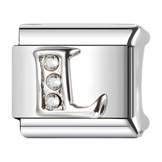 Letter L in  Silver and Stones
