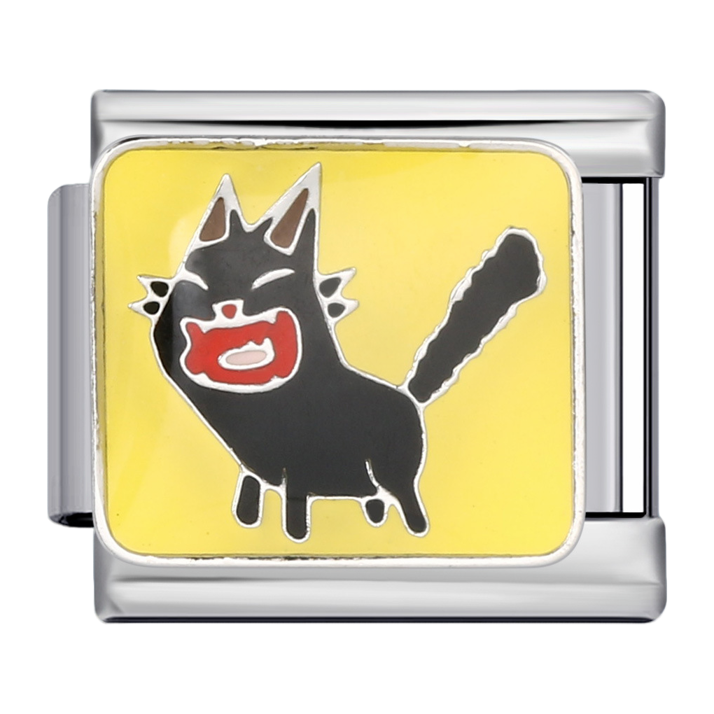 C1010_Black Cat with Red Mouth, Yellow Background.png